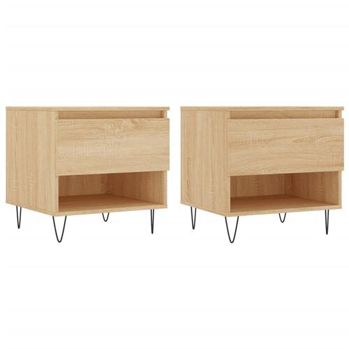 Sofaborde 2 stk. 50x46x50 cm konstrueret træ sonoma-eg