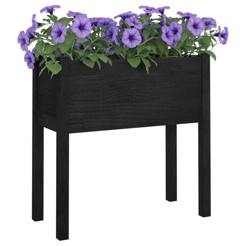Plantekasse 70x31x70 cm massivt fyrretræ sort