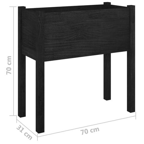 Plantekasse 70x31x70 cm massivt fyrretræ sort