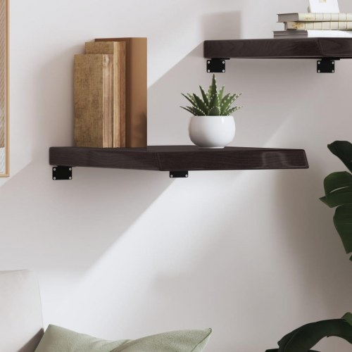 Væghylde 40x50x(2-6) cm behandlet massivt egetræ mørkebrun