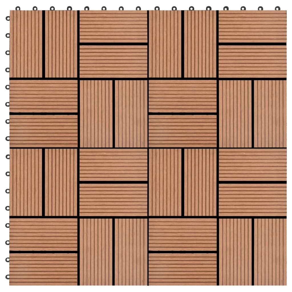 Terrassefliser 11 stk. WPC 30 x 30 cm 1 m2 brun