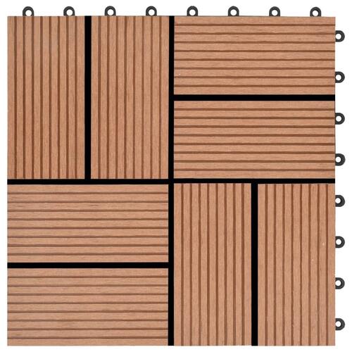 Terrassefliser 11 stk. WPC 30 x 30 cm 1 m2 brun