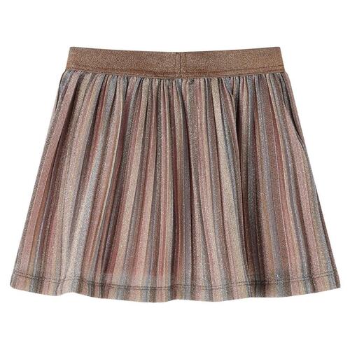Nederdel til børn str. 92 plisseret med glimmer brun og pink