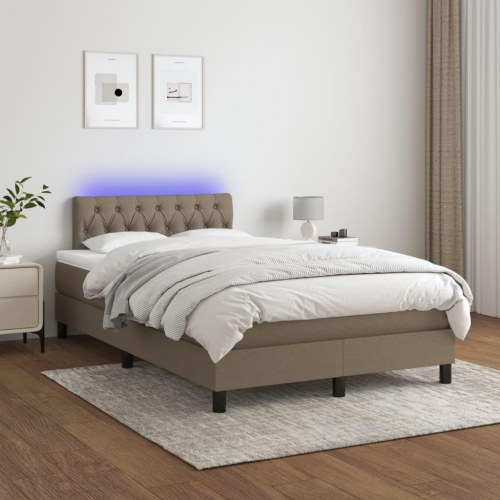Kontinentalseng med LED-lys 120×190 cm - stof gråbrun