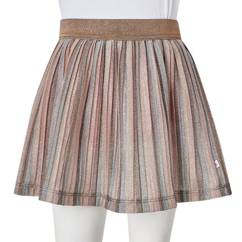 Nederdel til børn str. 92 plisseret med glimmer brun og pink