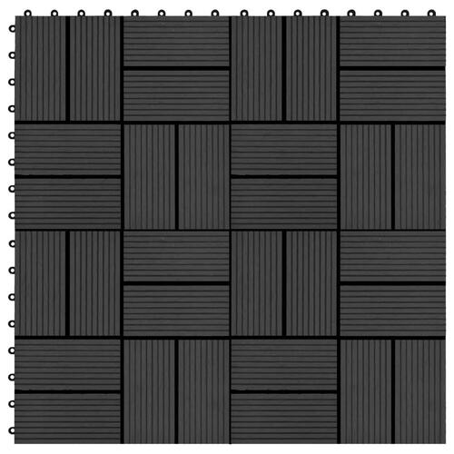 Terrassefliser 11 stk. WPC 30 x 30 cm 1 m2 sort