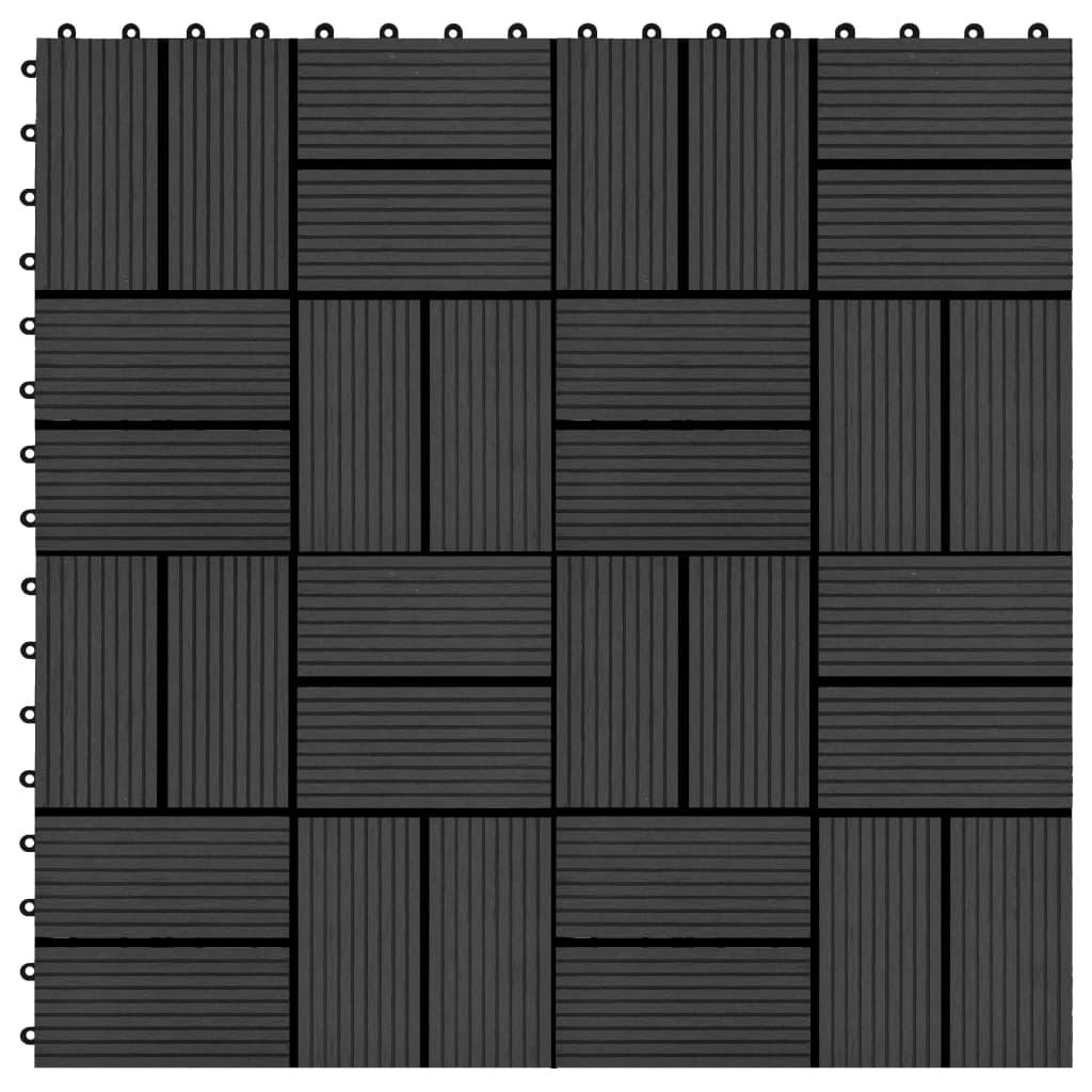 Terrassefliser 11 stk. WPC 30 x 30 cm 1 m2 sort