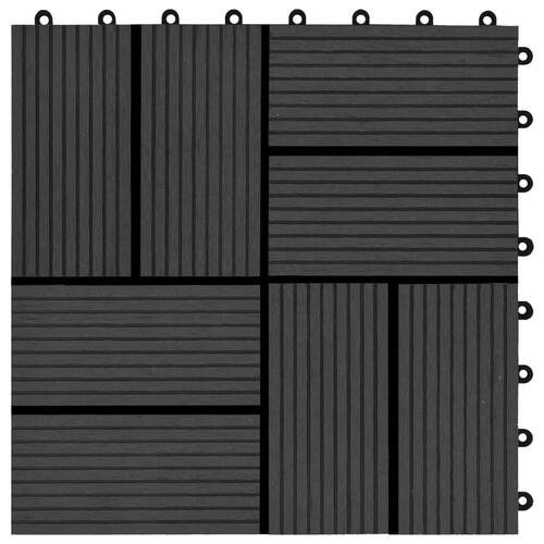Terrassefliser 11 stk. WPC 30 x 30 cm 1 m2 sort