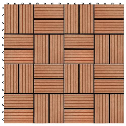 Terrassefliser 11 stk. WPC 30 x 30 cm 1 m2 teakfarvet