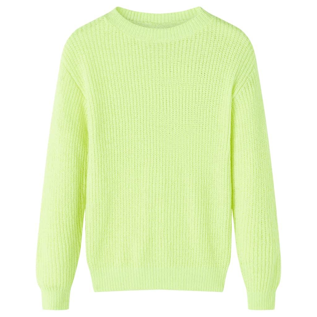 Sweater til børn str. 92 strikket neongul