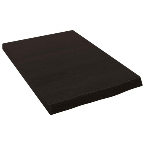 Væghylde i massivt egetræ 40×60×(2-4) cm - mørkebrun, naturlig kant
