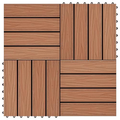 11 stk. terrassefliser med prægning 30x30 cm 1 kvm WPC lysebrun
