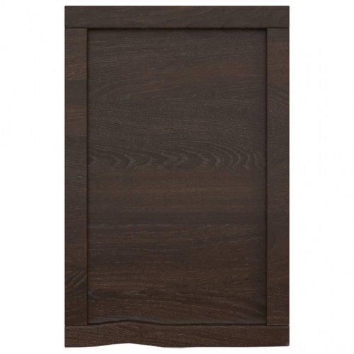 Væghylde i massivt egetræ 40×60×(2-4) cm - mørkebrun, naturlig kant