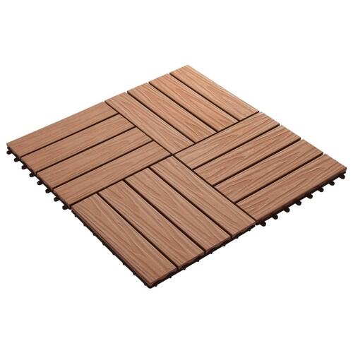 11 stk. terrassefliser med prægning 30x30 cm 1 kvm WPC lysebrun