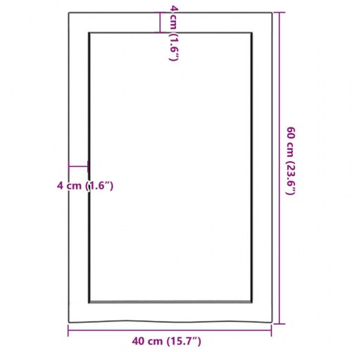 Væghylde i massivt egetræ 40×60×(2-4) cm - mørkebrun, naturlig kant