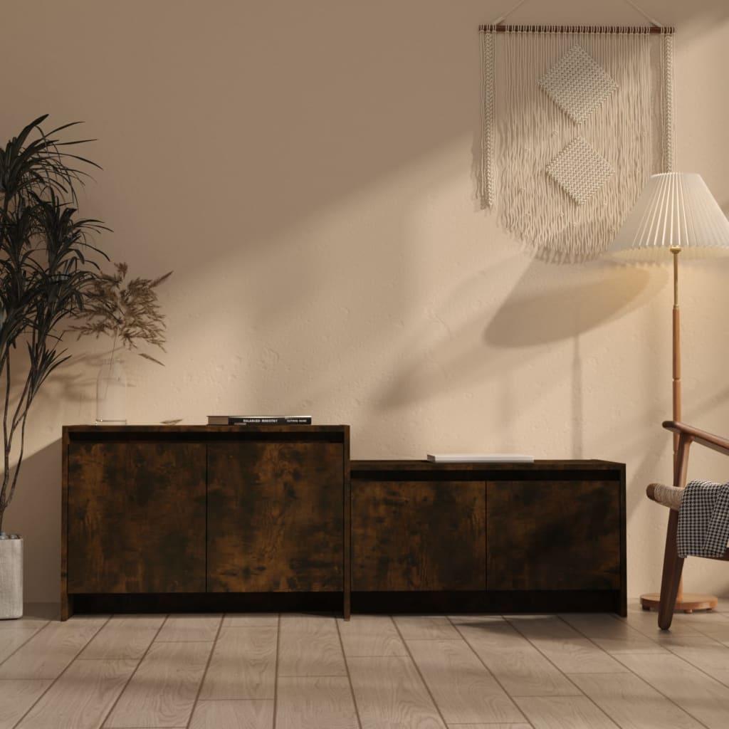Tv-bord 146,5x35x50 cm konstrueret træ røget egetræsfarve