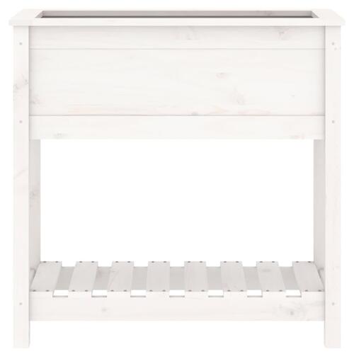 Plantekasse med hylde 82,5x34,5x81 cm massivt fyrretræ hvid