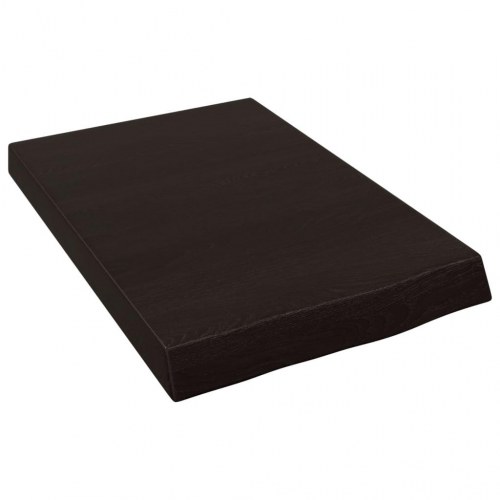 Væghylde i massivt egetræ 40×60×(2-6) cm - mørkebrun, naturlig kant
