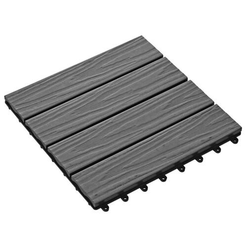 11 stk. terrassefliser med prægning 30x30 cm 1 m2 WPC grå