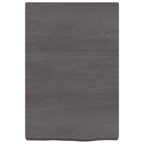 Væghylde i massivt egetræ 40×60×(2-6) cm - mørkebrun, naturlig kant