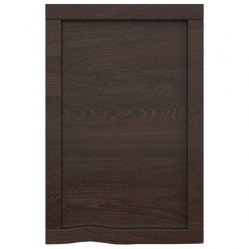 Væghylde i massivt egetræ 40×60×(2-6) cm - mørkebrun, naturlig kant