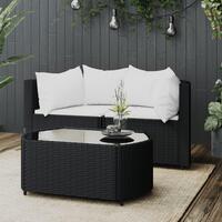 Loungesæt til haven 3 dele med hynder polyrattan sort