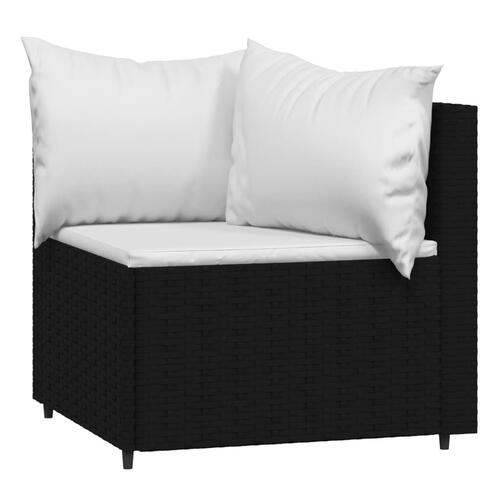 Loungesæt til haven 3 dele med hynder polyrattan sort