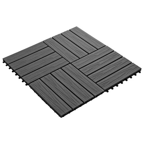 11 stk. terrassefliser med prægning 30x30 cm 1 m2 WPC sort