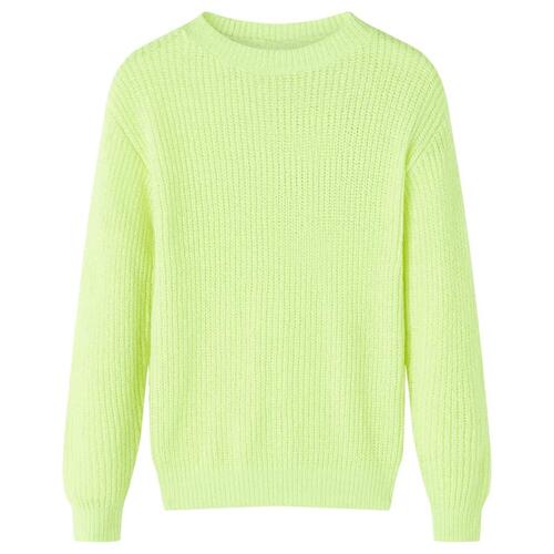 Sweater til børn str. 116 strikket neongul