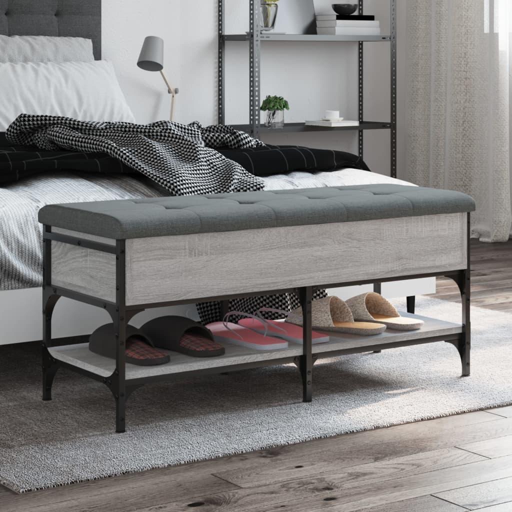 Skobænk 102x42x45 cm konstrueret træ grå sonoma-eg
