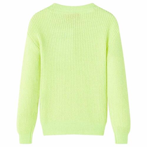 Sweater til børn str. 116 strikket neongul