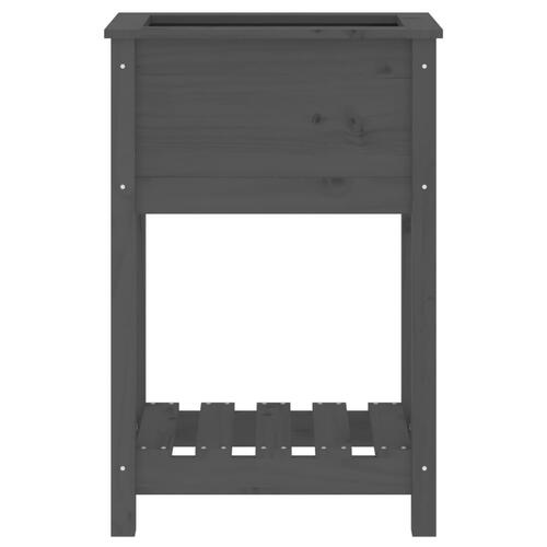 Plantekasse med hylde 54x34,5x81 cm massivt fyrretræ grå