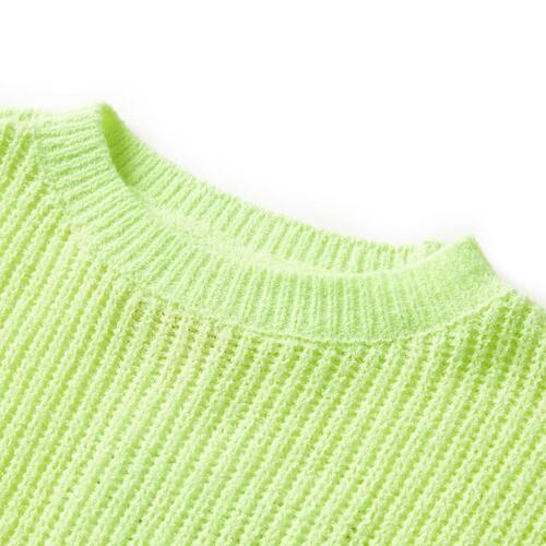 Sweater til børn str. 116 strikket neongul