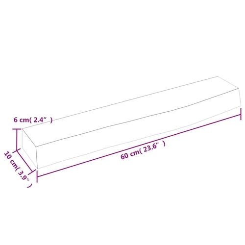 Væghylde 60x10x6 cm behandlet massivt egetræ mørkebrun