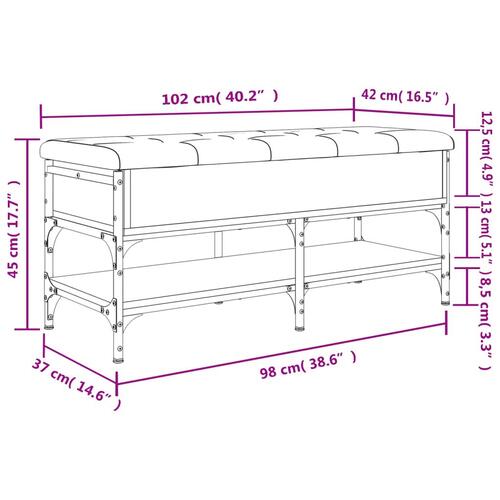 Skobænk 102x42x45 cm konstrueret træ grå sonoma-eg
