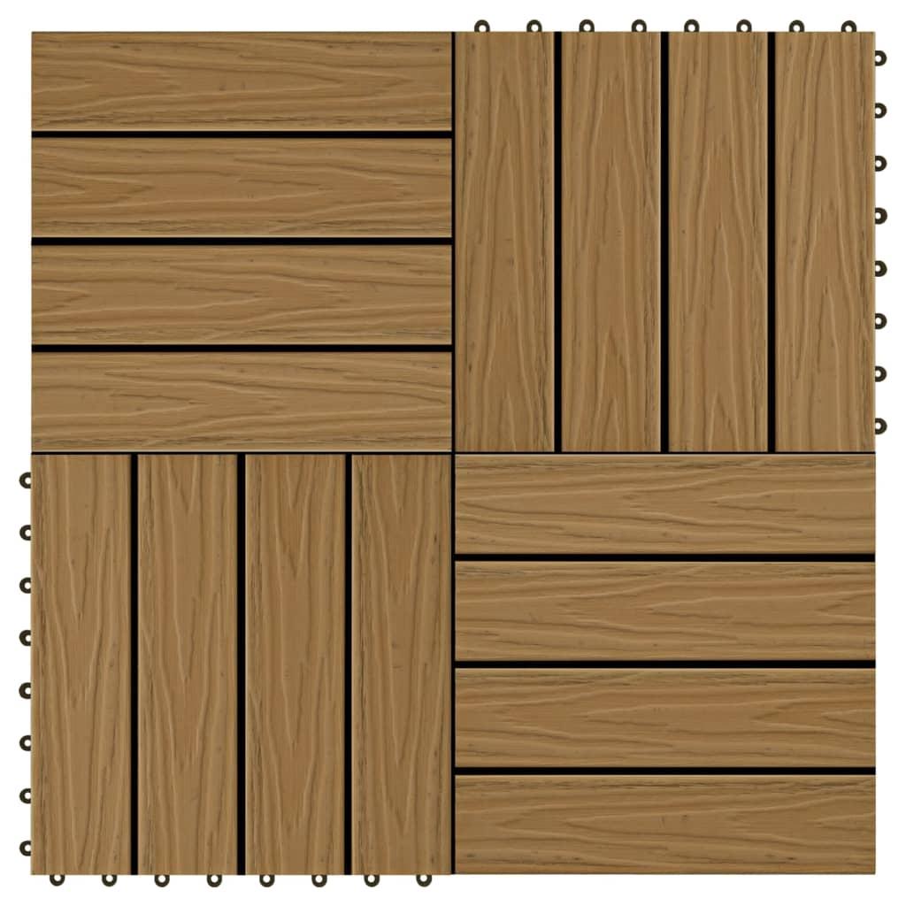 11 stk. terrassefliser med prægning 30x30 cm 1 m2 WPC teakfarve