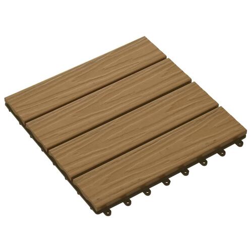 11 stk. terrassefliser med prægning 30x30 cm 1 m2 WPC teakfarve