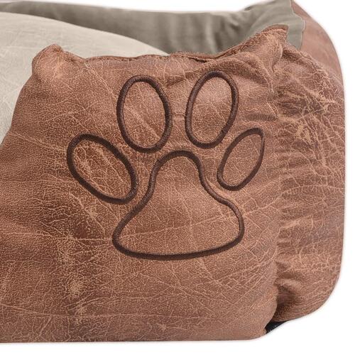 Hundeseng med hynde i PU-kunstlæder str. L beige
