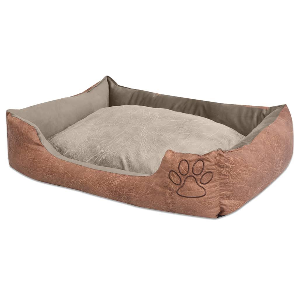 Hundeseng med hynde i PU-kunstlæder str. XXL beige
