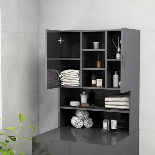 Badeværelsesskab 70,5x25,5x90 cm grå højglans