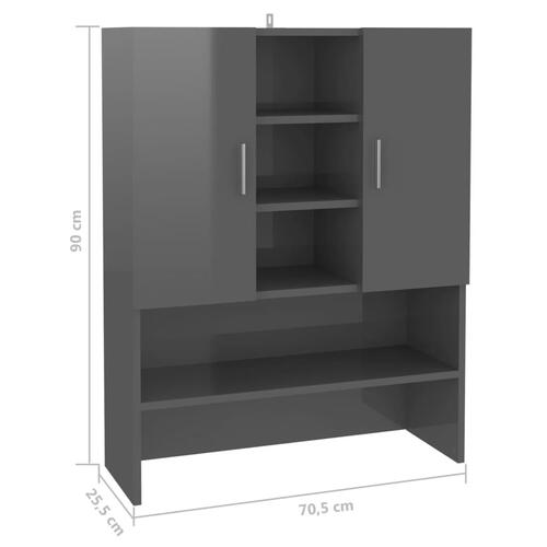 Badeværelsesskab 70,5x25,5x90 cm grå højglans