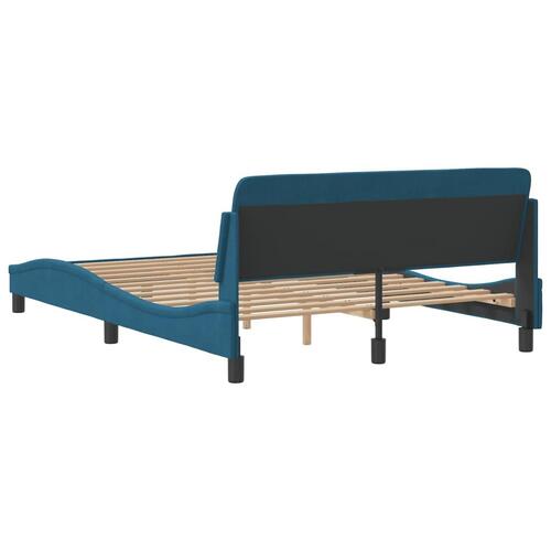Sengeramme med sengegavl 140x200 cm velour blå