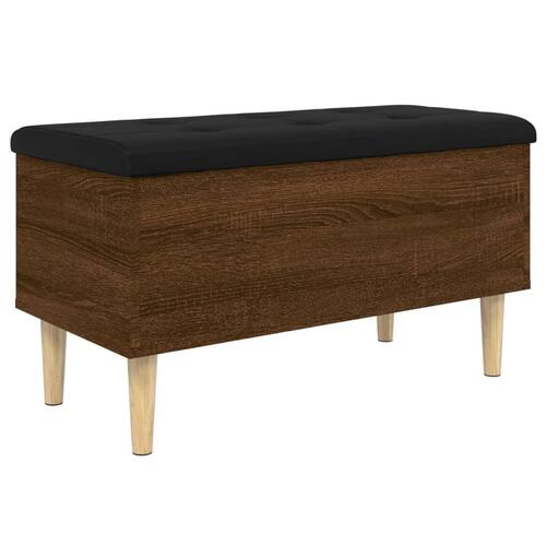 Opbevaringsbænk 82x42x46 cm konstrueret træ brun egetræsfarve