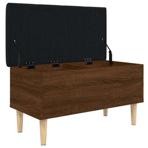 Opbevaringsbænk 82x42x46 cm konstrueret træ brun egetræsfarve