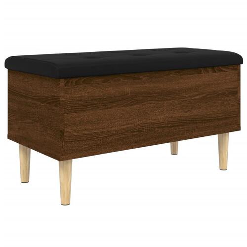 Opbevaringsbænk 82x42x46 cm konstrueret træ brun egetræsfarve
