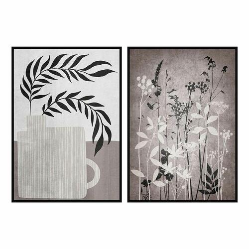 Maleri 53 x 4,5 x 73 cm Moderne Blad af en plante (2 enheder)