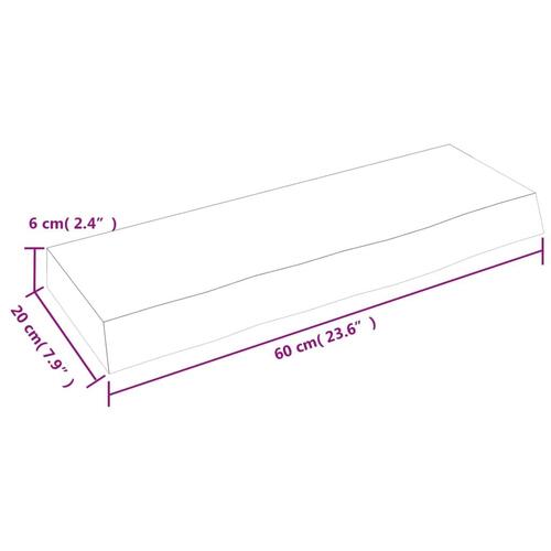 Væghylde 60x20x6 cm behandlet massivt egetræ mørkebrun