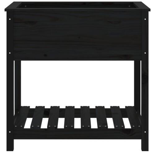 Plantekasse med hylde 82,5x54x81 cm massivt fyrretræ sort