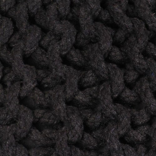 Håndstrikket puf bomuld 50 x 35 cm sort