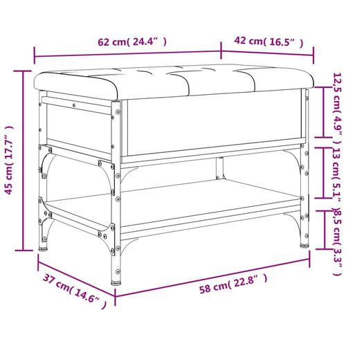 Skobænk 62x42x45 cm konstrueret træ grå sonoma-eg